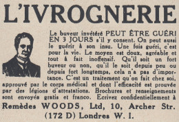 L'Ivrognerie - Rem�des WOODS - 1936 Vintage Advertising - Pubblicit� Epoca - Werbung