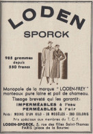 Imperm�ables LODEN SPORCK - 1938 Vintage Advertising - Pubblicit� Epoca - Werbung