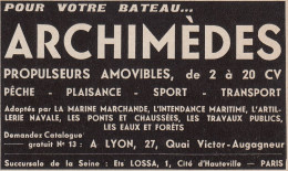 Propulseurs Amovibles Archim�des - 1938 Vintage Advertising - Pubblicit�  - Publicidad