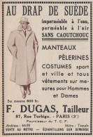 Au Drap De Su�de - F. DUGAS Tailleur - 1938 Vintage Advertising Pubblicit� - Publicidad