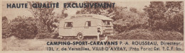 Camping Sport Caravans ROUSSEAU - 1938 Vintage Advertising - Pubblicit� - Werbung