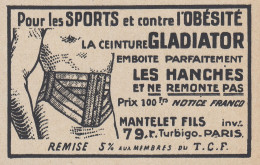 Ceinture GLADIATOR - 1938 Vintage Advertising - Pubblicit� Epoca - Werbung