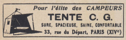 Pour L'�lite Des Campeurs TENTE C. G. - 1938 Vintage Advertising  - Publicidad