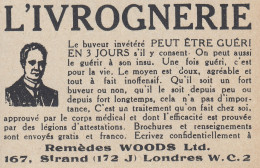 L'Ivrognerie - Rem�des Woods - 1938 Vintage Advertising - Pubblicit� Epoca - Werbung