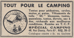 Sp�cial Camping - Paris - 1938 Vintage Advertising - Pubblicit� Epoca - Reclame