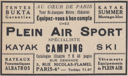 Plein Air Sport - Kayak Summer - 1938 Vintage Advertising - Pubblicit�  - Werbung