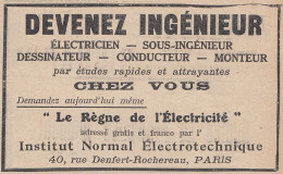 Institut Normal De Electrotechnique - Paris - 1924 Vintage Advertising - Werbung