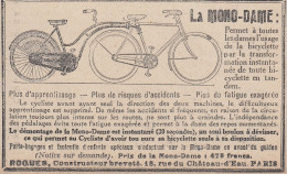 Bicyclette La Mono-Dame - 1924 Vintage Advertising - Pubblicit� Epoca - Werbung