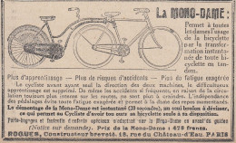 Bicyclette La Mono-Dame - 1924 Vintage Advertising - Pubblicit� Epoca - Publicidad