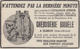 Chemiserie Mod�le - Elbeuf - 1924 Vintage Advertising - Pubblicit� Epoca - Reclame
