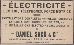 Electricit� DANIEL SACK - 1924 Vintage Advertising - Pubblicit� Epoca - Reclame