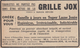 GRILLE JOX Sous-V�tements - 1924 Vintage Advertising - Pubblicit� Epoca - Publicidad