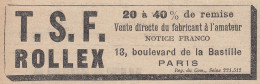 T.S.F. ROLLEX - 1924 Vintage Advertising - Pubblicit� Epoca - Werbung