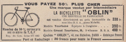 La Bicyclette OBLIN - 1924 Vintage Advertising - Pubblicit� Epoca - Werbung