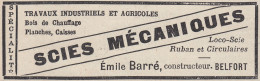 Travaux Agricoles Emile Barr� - Belfort - 1924 Vintage Advertising - Publicidad