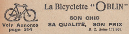 La Bicyclette OBLIN - 1924 Vintage Advertising - Pubblicit� Epoca - Publicidad