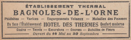 Etablissement Thermal BAGNOLES De L'ORNE - 1924 Vintage Advertising - Werbung