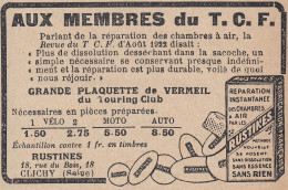RUSTINES R�parations Chambres � Air - 1924 Vintage Advertising Pubblicit� - Publicidad