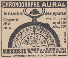 Chronographe AURAL - 1924 Vintage Advertising - Pubblicit� Epoca - Werbung