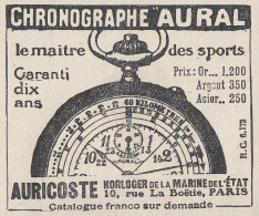 Chronographe AURAL - 1924 Vintage Advertising - Pubblicit� Epoca - Werbung