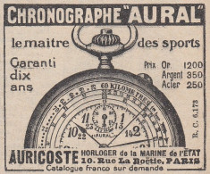 Chronographe AURAL - 1924 Vintage Advertising - Pubblicit� Epoca - Advertising