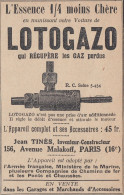 LOTOGAZO - 1924 Vintage Advertising - Pubblicit� Epoca - Reclame