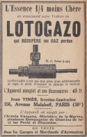 LOTOGAZO - 1924 Vintage Advertising - Pubblicit� Epoca - Werbung