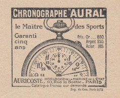 Chronographe AURAL - 1924 Vintage Advertising - Pubblicit� Epoca - Reclame