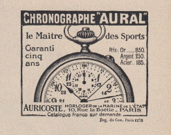 Chronographe AURAL - 1924 Vintage Advertising - Pubblicit� Epoca - Werbung