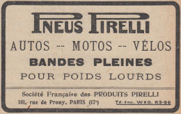 Pneus PIRELLI - 1920 Vintage Advertising - Pubblicit� Epoca - Publicités