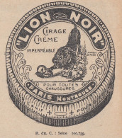 Cirage Cr�me LION NOIR - 1924 Vintage Advertising - Pubblicit� Epoca - Reclame