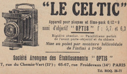 Appareils Photo LE CELTIC - 1920 Vintage Advertising - Pubblicit� Epoca - Advertising