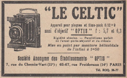 Appareils Photo LE CELTIC - 1920 Vintage Advertising - Pubblicit� Epoca - Werbung