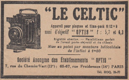 Appareils Photo LE CELTIC - 1920 Vintage Advertising - Pubblicit� Epoca - Reclame