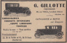 Voiture Coup� Limousine GILLOTTE - 1920 Vintage Advertising - Pubblicit�  - Reclame