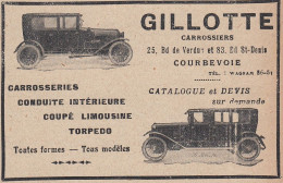 Voiture Coup� Limousine GILLOTTE - 1920 Vintage Advertising - Pubblicit�  - Publicités