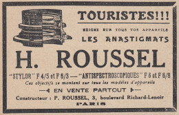 Appareils Photo H. ROUSSEL - 1920 Vintage Advertising - Pubblicit� Epoca - Advertising