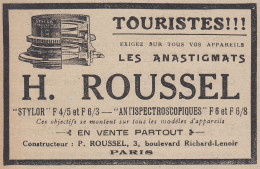 Appareils Photo H. ROUSSEL - 1920 Vintage Advertising - Pubblicit� Epoca - Werbung