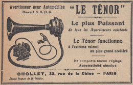 Avertisseur Pour Automobiles LE TENOR - 1920 Vintage Advertising  - Publicités