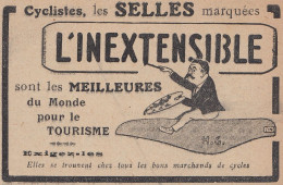 Selles Pour Cyclistes INEXTENSIBLE - 1920 Vintage Advertising - Pubblicit� - Advertising