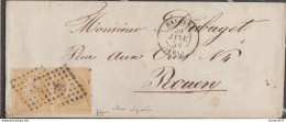 PREMIER SERVI RARE En PAIRE Sur Lettre Le N°13Ab CITRON Impr Usée De 1857 TBE Signé - 1853-1860 Napoléon III