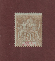 CÔTE D'IVOIRE - 17 De 1900 - Neuf * - Type Colonies - 50c. Bistre Sur Azuré - 2 Scan - Neufs