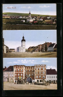 AK Retz, Panorama, Marktplatz Mit Kirche  - Other & Unclassified