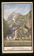 AK Obertraun Am Hallstättersee, Der Gasthof Zum Saarstein Mit Salzberg Und Plassen  - Other & Unclassified