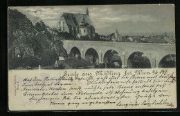 Mondschein-AK Mödling Bei Wien, Das Viadukt Und Die Kirche  - Other & Unclassified