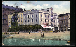 AK Gmunden /Salzkammergut, Rathaus Und Cafe Brandl, Vom Seeufer Gesehen  - Autres & Non Classés