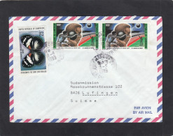 LETTRE DE MAROUA AVEC TIMBRES " PAPILLON,BUTTERFLY/SPORT,LANCER DU POIDS ",POUR LA SUISSE,1989. - Kamerun (1960-...)