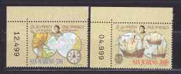 1991 San Marino Saint Marin SCOPERTA DELL'AMERICA, COLOMBO, DISCOVERY OF AMERICA  Serie Di 2 Valori MNH** - Unused Stamps