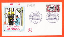 05200 ● FDC 1866-1966 Centenaire Service Pneumatique Premier 1er Jour Centenaire Réseau PARIS 11 Novembre 1966 F.D.C - 1960-1969