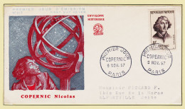 05170 ● F.D.C N°217 Nicolas COPERNIC 1er Premier Jour PARIS 9 Novembre 1957 à PICHARD Alforville FDC First Day Cover - 1950-1959